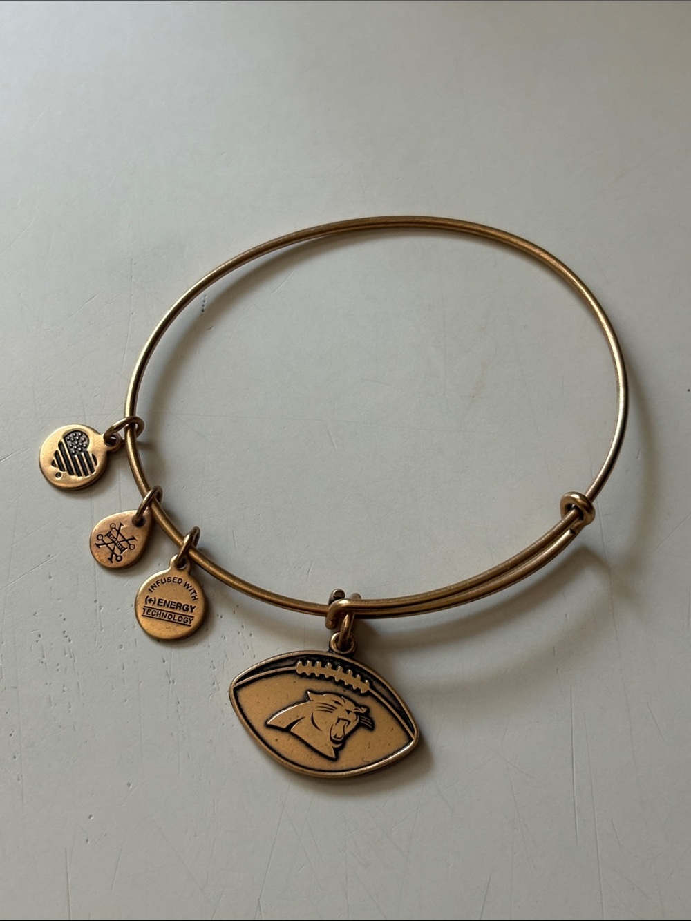 Alex and Ani Gold-Tone Carolina Panthers Football Charm Bangle